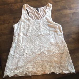 Pretty Maurice’s Large Lace Tank Dressy Cream/Tan
